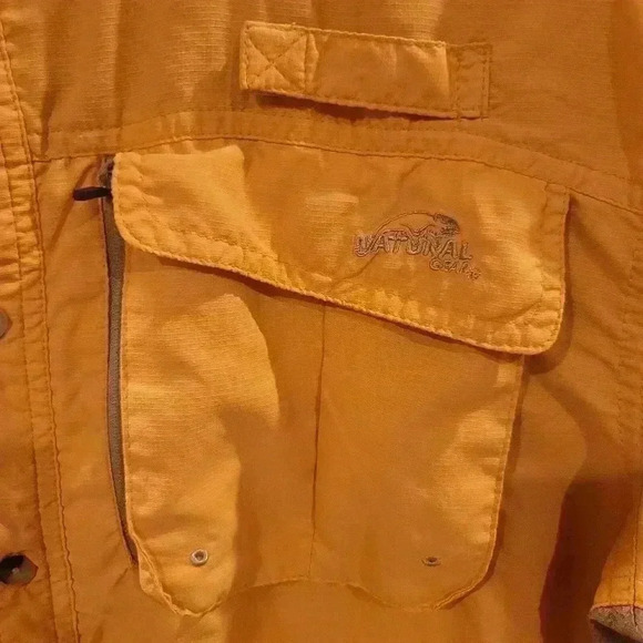 Natural Gear Button Up Shirt Mens Medium Orange Nylon Short Sleeve Outdoors - Picture 3 of 7